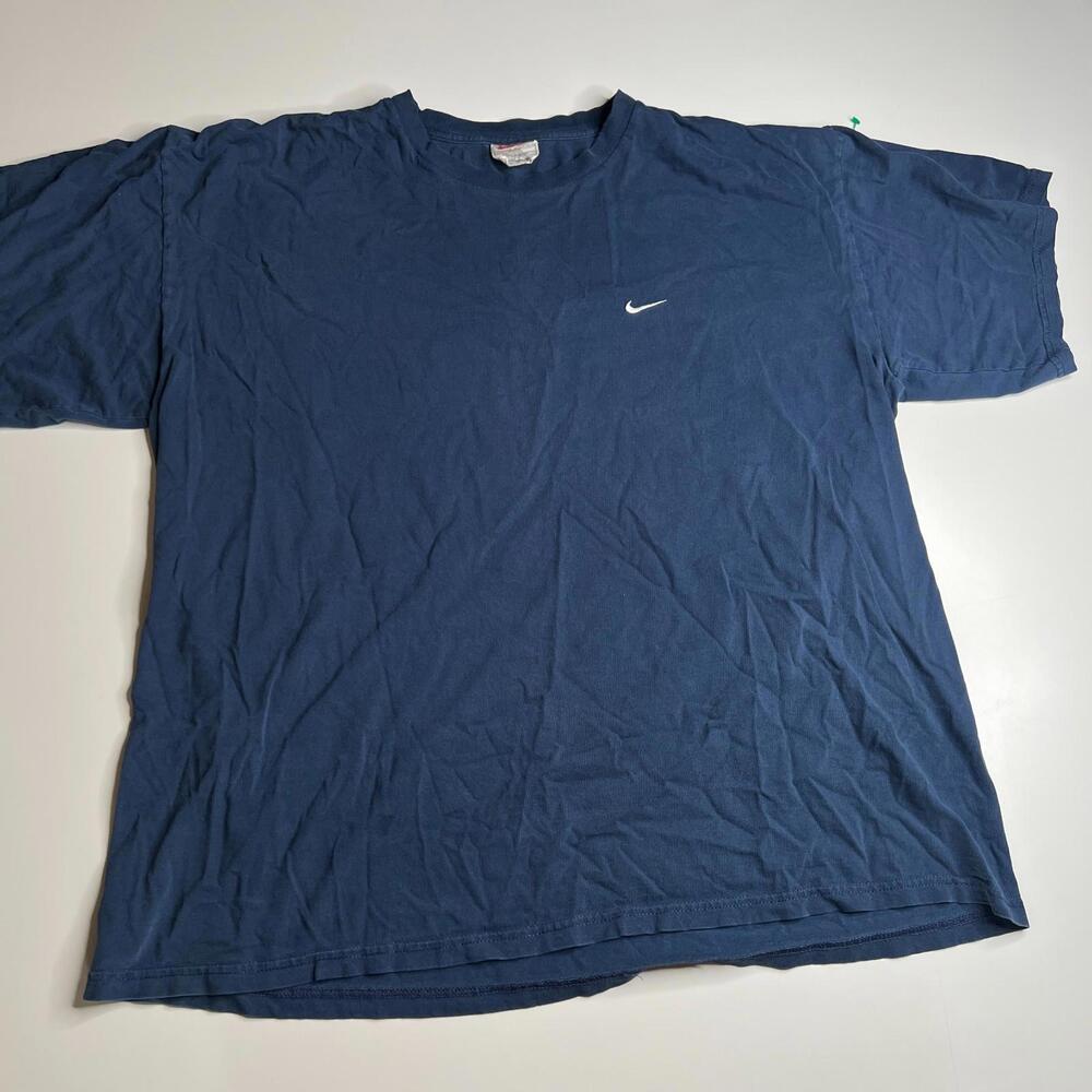 Vintage Nike T-Shirt Blue Swoosh Logo 90s Y2K‎ Men’s XXL Made in Mexico